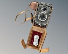 A vintage Yashicaflex A medium format TLR camera with Yashimar 80mm f/3.