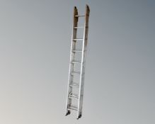 An aluminium extending ladder