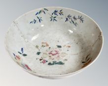 A 19th century Chinese export porcelain fruit bowl together with a blue and white ginger jar (both