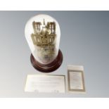 A gilt brass Notre Dame de Paris skeleton clock by The Franklin Mint with certificate of