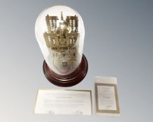 A gilt brass Notre Dame de Paris skeleton clock by The Franklin Mint with certificate of
