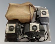 Three vintage Kodak Brownie 127 cameras.