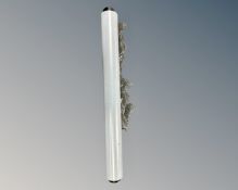 A large roll of clear cling wrap.