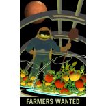 NASA posters 'Farmers Wanted' and 'Teach on Mars', along with photo cards of Spencer Tracey,
