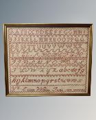 A Victorian alphabet sampler worked by Ellen White dated June 1874