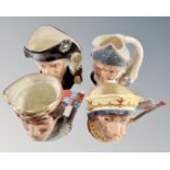 Four Royal Doulton character jugs comprising of Don Quixote, George Washington,