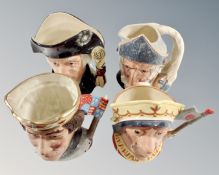 Four Royal Doulton character jugs comprising of Don Quixote, George Washington,