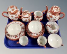 A tray of Japanese Kutani export porcelain tea china