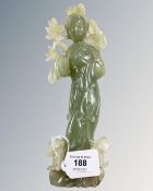 A large carved jade figure depicting a Geisha, height 26.5 cm.