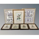 Four coloured engravings,