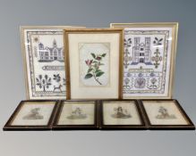 Four coloured engravings,