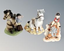 Three limited edition Royal Doulton Norman Thelwell figures including Exhausted #427 of 1000,