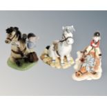 Three limited edition Royal Doulton Norman Thelwell figures including Exhausted #427 of 1000,