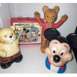 Vintage Walt Disney World lunch box, Mickey mouse money box,