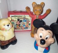 Vintage Walt Disney World lunch box, Mickey mouse money box,