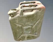 A military jerry can dated 1966.