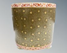 A Minton porcelain cylindrical pot, height 20.5 cm.