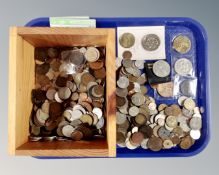 A tray containing a collection of Victorian and later world coins.