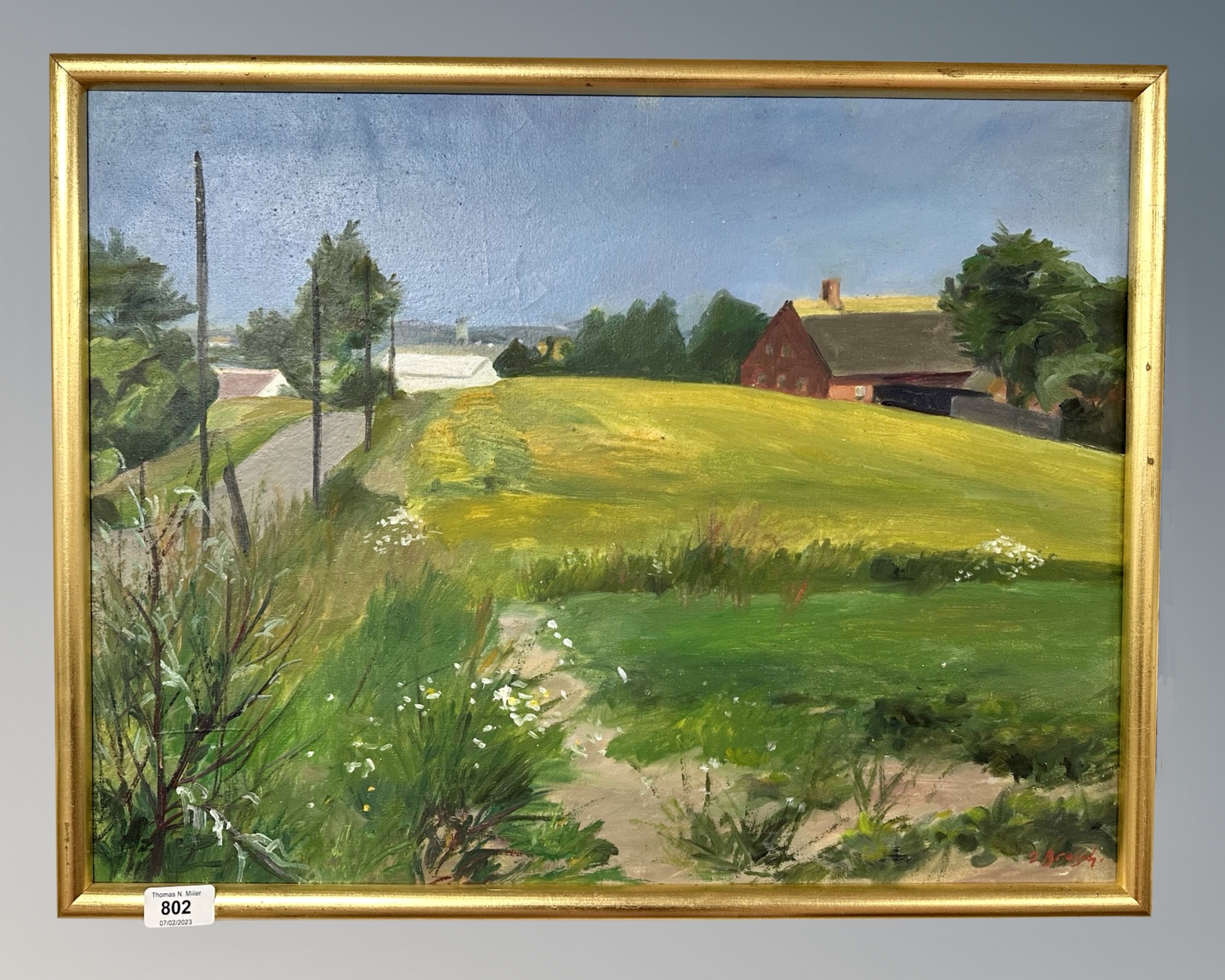 Continental School : A view across farmland, oil on canvas, 57cm by 43cm.