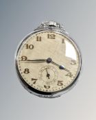 A chrome plated Art Deco style pocket watch