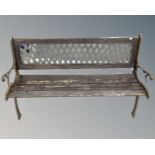 A cast iron framed garden bench