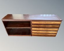 A 20th century Scandinavian rosewood effect low sideboard.