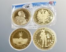 Four oversized commemorative issue medallions - Europe (4)