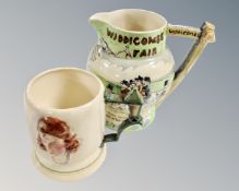 Two Crown Devon Fieldings musical tankards comprising Sally and Widdicombe Fair.