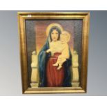 C. Øller : Religious study of lady with child, oil on canvas, 66cm by 83cm.