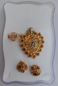 Gold tone Indian jewelry and Diamante earrings all boxed.