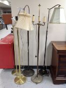 A group of five Continental standard lamps