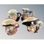 Four Royal Doulton character jugs comprising of Rip Van Winkle, Sairey Gamp,