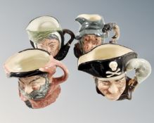 Four Royal Doulton character jugs comprising of Rip Van Winkle, Sairey Gamp,