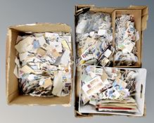 Two boxes of loose stamps and covers etc