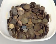 A tub of Victorian and later British copper coins