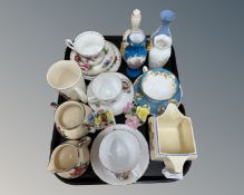 An interesting collection of china pieces : Sadler ware bell, Gibsons sugar bowl and cream jug,