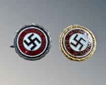 Two German Third Reich copy pin badges.
