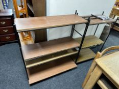 A 1970's tubular metal teak effect modular unit