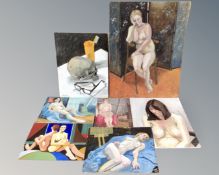 Seven oil paintings on boards,