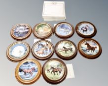 A set of ten Danbury Mint framed collector's plates depicting horses, with certificates,