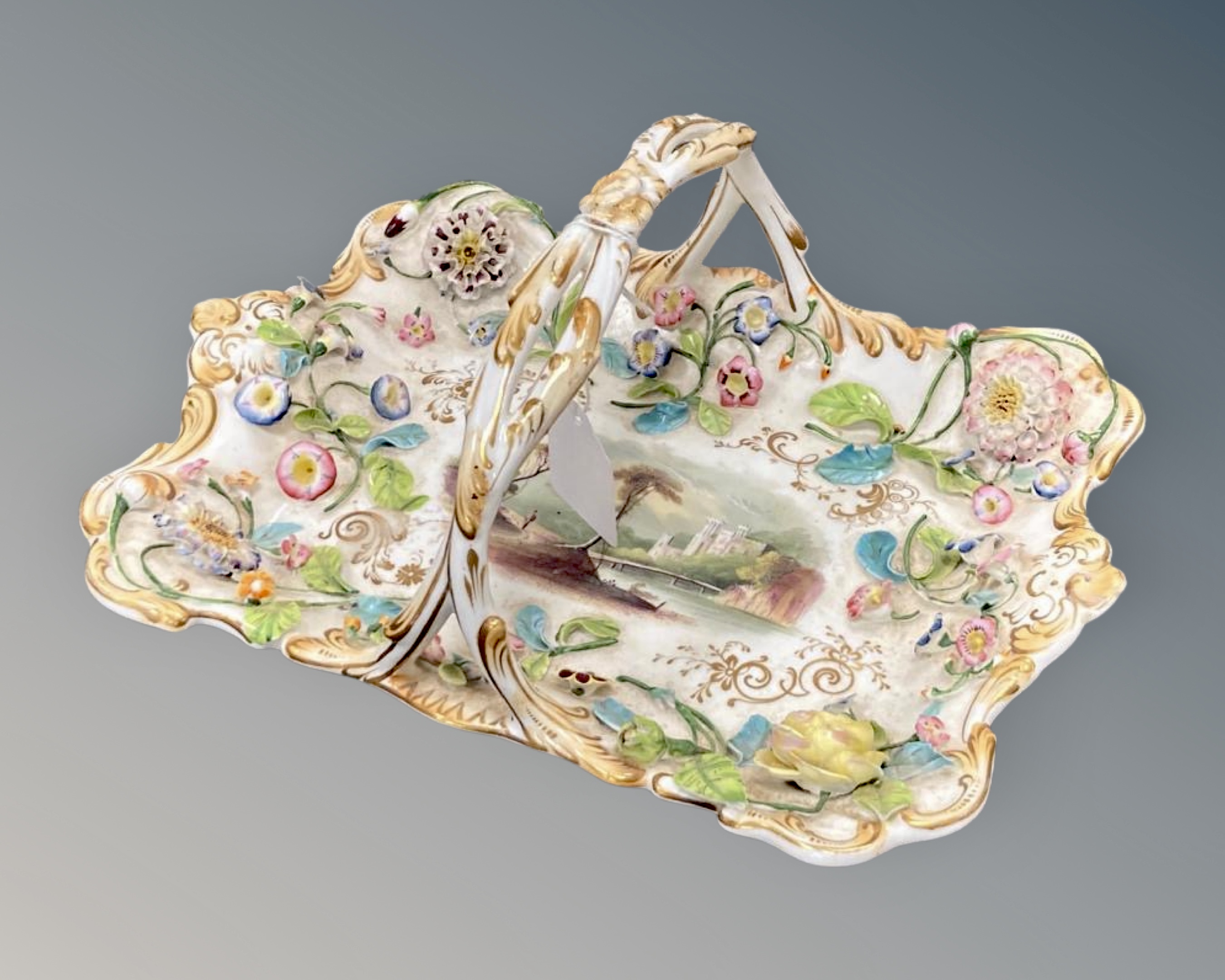A 19th century Dresden porcelain basket