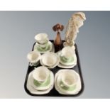 A twenty piece Tams Ware Glengarry Art Deco tea service together with a porcelain Dutch figure of a