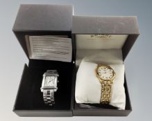 A boxed Gent's Swiss stainless steel wrist watch and a further Gent's gold plated Rotary wrist