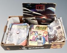 A box containing original Star Wars Return of the Jedi portfolio, magazines,