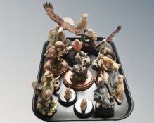 A collection of wildlife figurines including Country Artists, Regency Fine Arts,