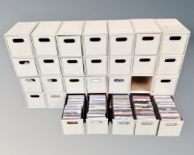 Fourteen cream faux leather two-drawer CD chests (seven drawers containing CD's)