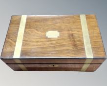 A Victorian brass bound writing box