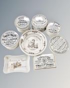 A collection of 19th century ceramic toothpaste pots and lids together with two further French