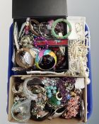 A tray containing a large quantity of costume jewellery.