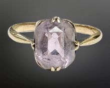 A 9ct gold amethyst solitaire ring, size L CONDITION REPORT: 1.